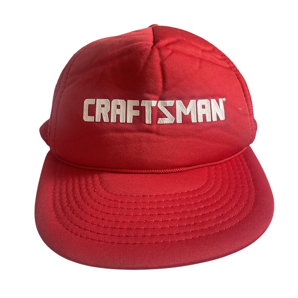 Vintage Craftsman Snapback Hat Mesh Back Foam Rope 80s Trucker Cap Logo